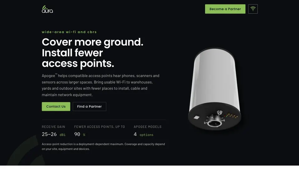 Aura Wireless homepage